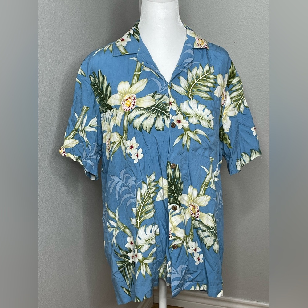 Mens Small Winnie Fashion Hawaiian Shirt Short Sleeve Button Up Blue Floral